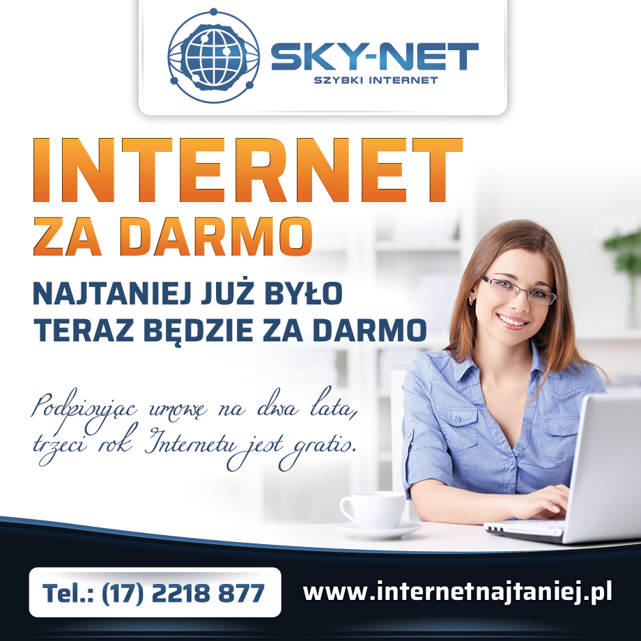 SKY-NET Internet za Darmo. Co trzeci rok internetu GRATIS